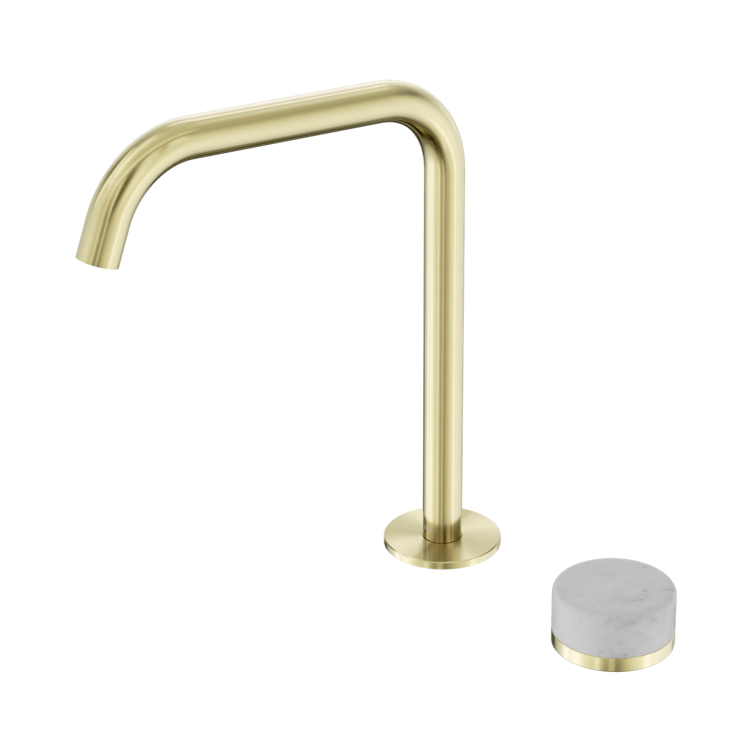 Serenity Progressive Bath/Kitchen Nero Mixer Edge Spout With Carrara Handle - Brushed Gold