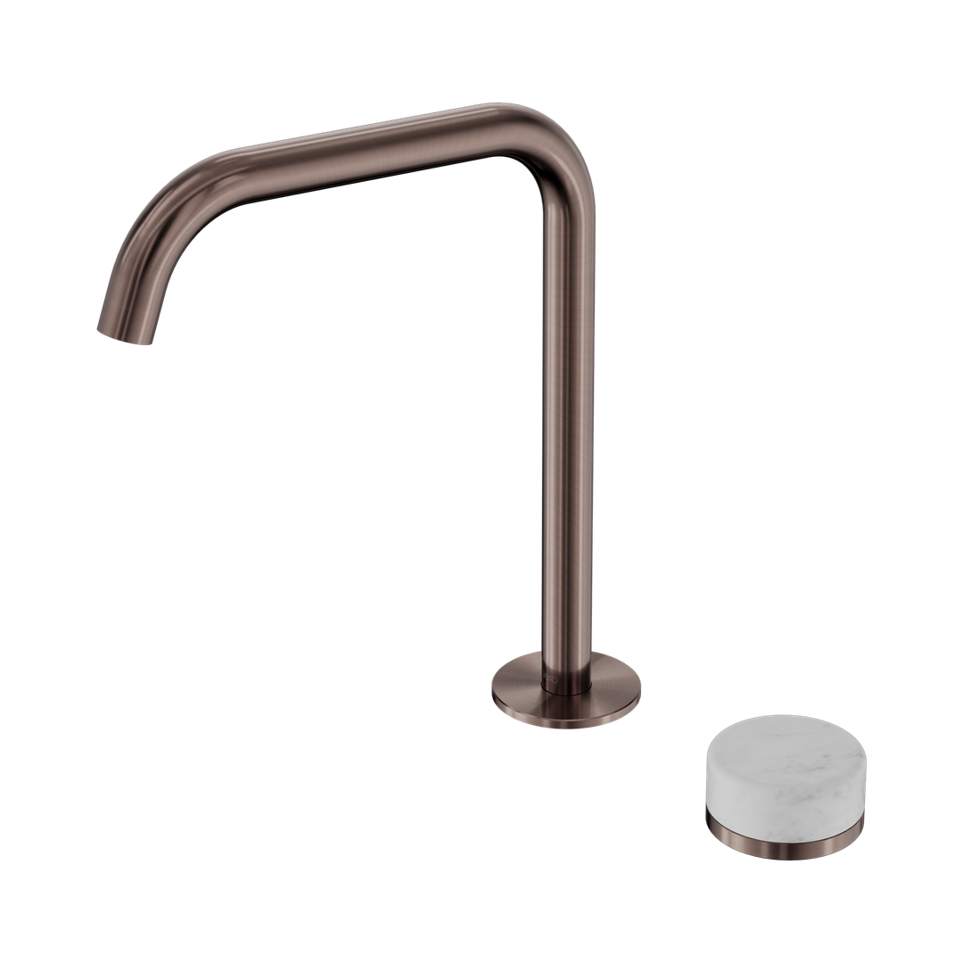 Serenity Progressive Bath/Kitchen Nero Mixer Edge Spout With Carrara Handle - Brushed Bronze