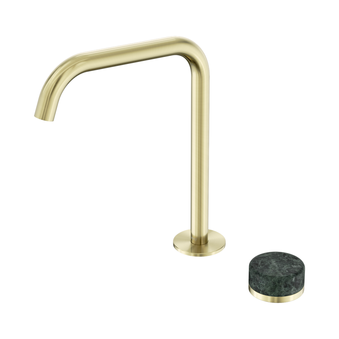 Nero Serenity Progressive Bath/Kitchen Mixer Edge Spout With Verde Alpi Handle - Brushed Gold