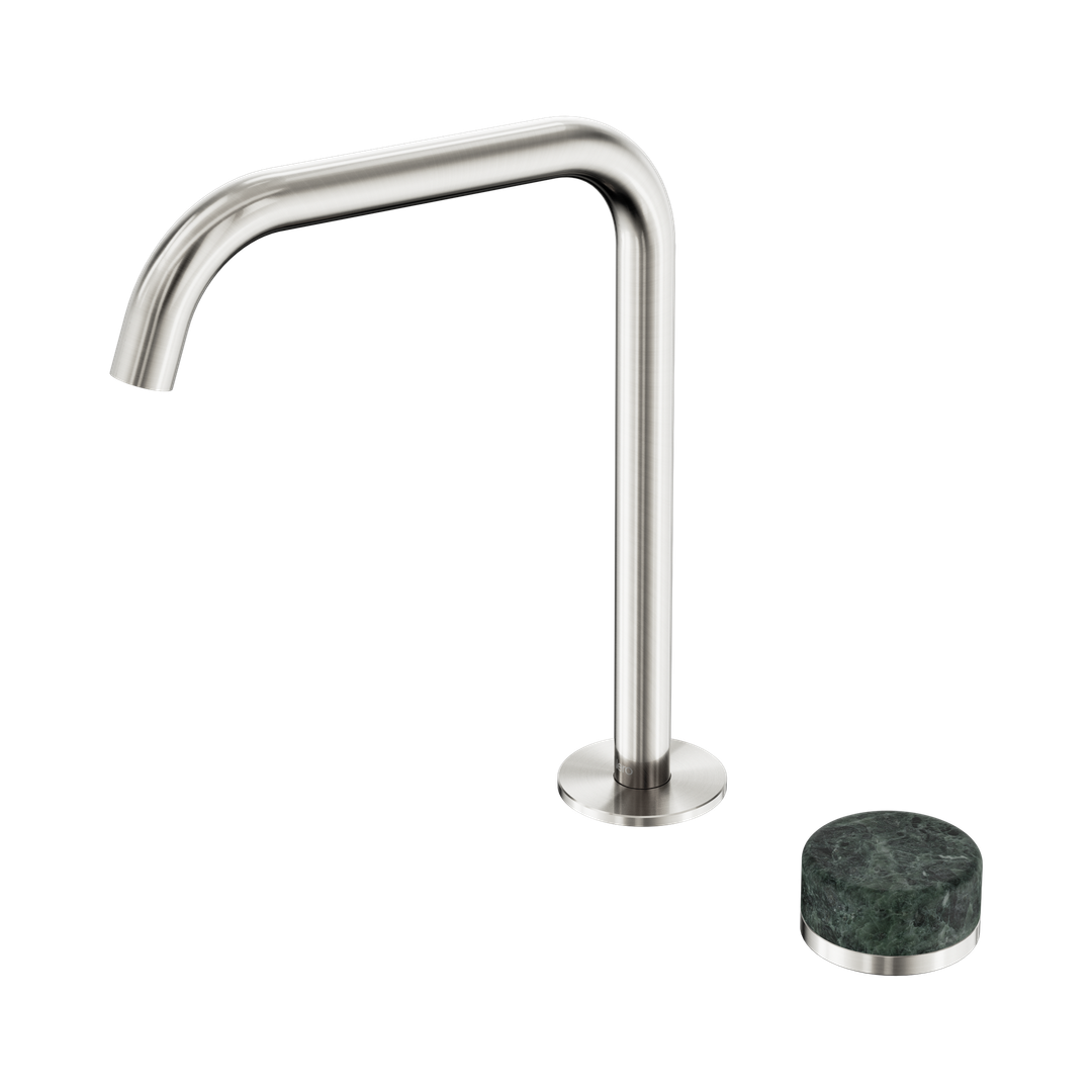 Serenity Progressive Bath/Kitchen Nero Mixer Edge Spout With Verde Alpi Handle - Brushed Nickel