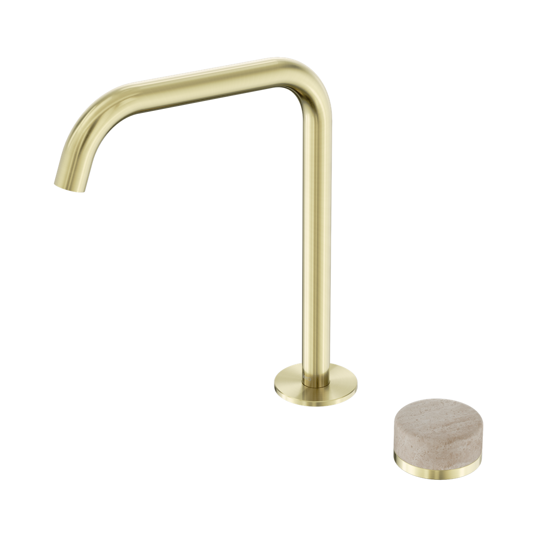 Serenity Bath/Kitchen Nero Mixer Edge Spout With Rome Travertine Handle - Brushed Gold