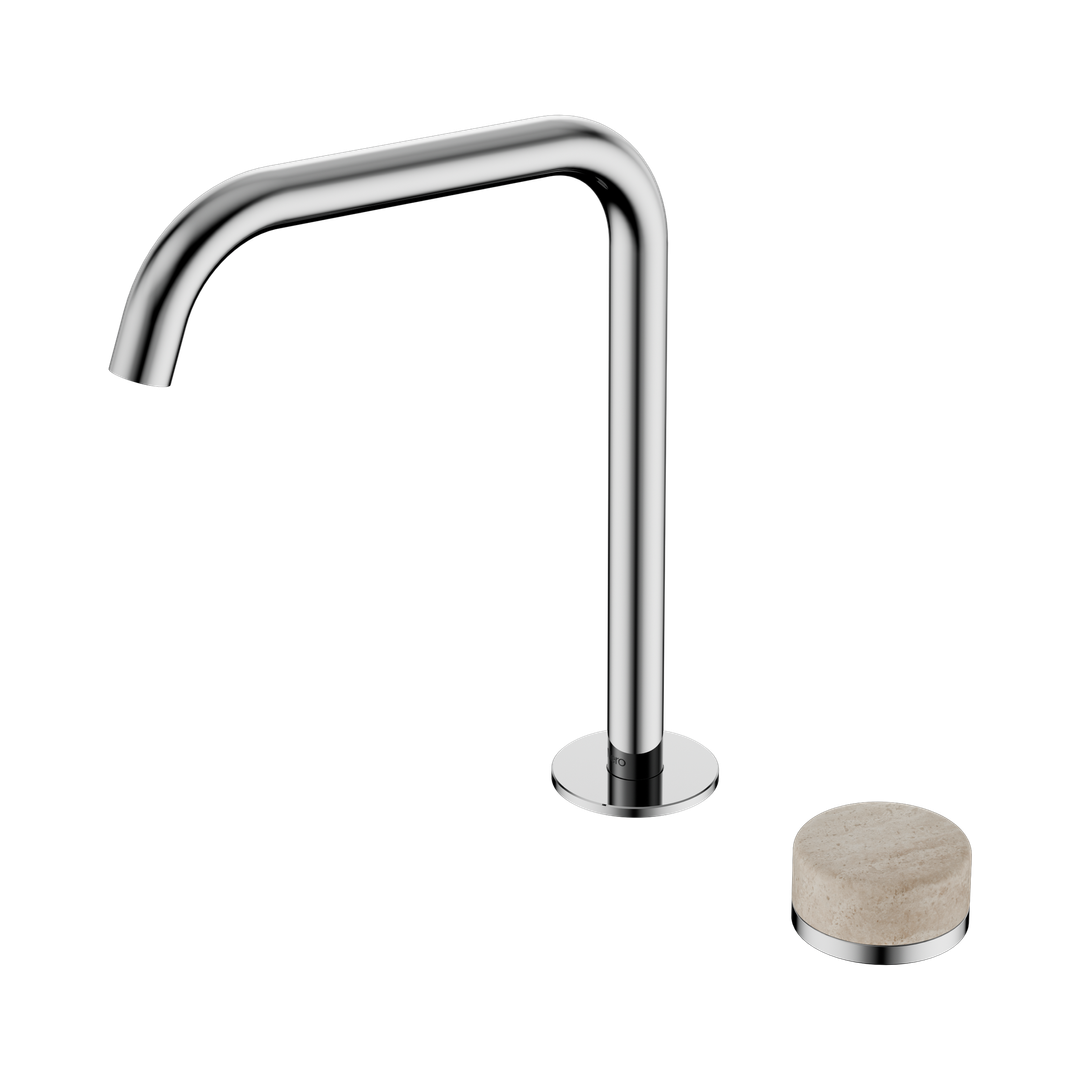 Nero Serenity Progressive Bath/Kitchen Mixer Edge Spout Chrome - Rome Travertine Handle