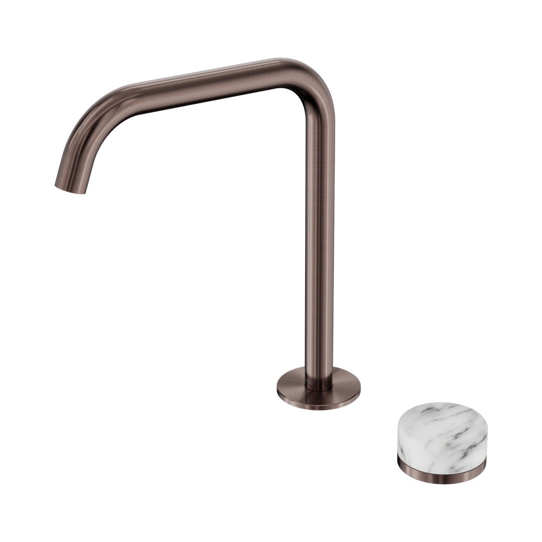 Serenity Bath/Kitchen Nero Mixer Edge Spout With Arabescato Corchia Handle - Brushed Bronze