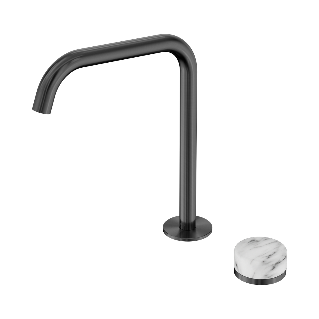 Nero Serenity Progressive Bath/Kitchen Mixer Edge Spout Gunmetal - Arabescato Corchia Handle