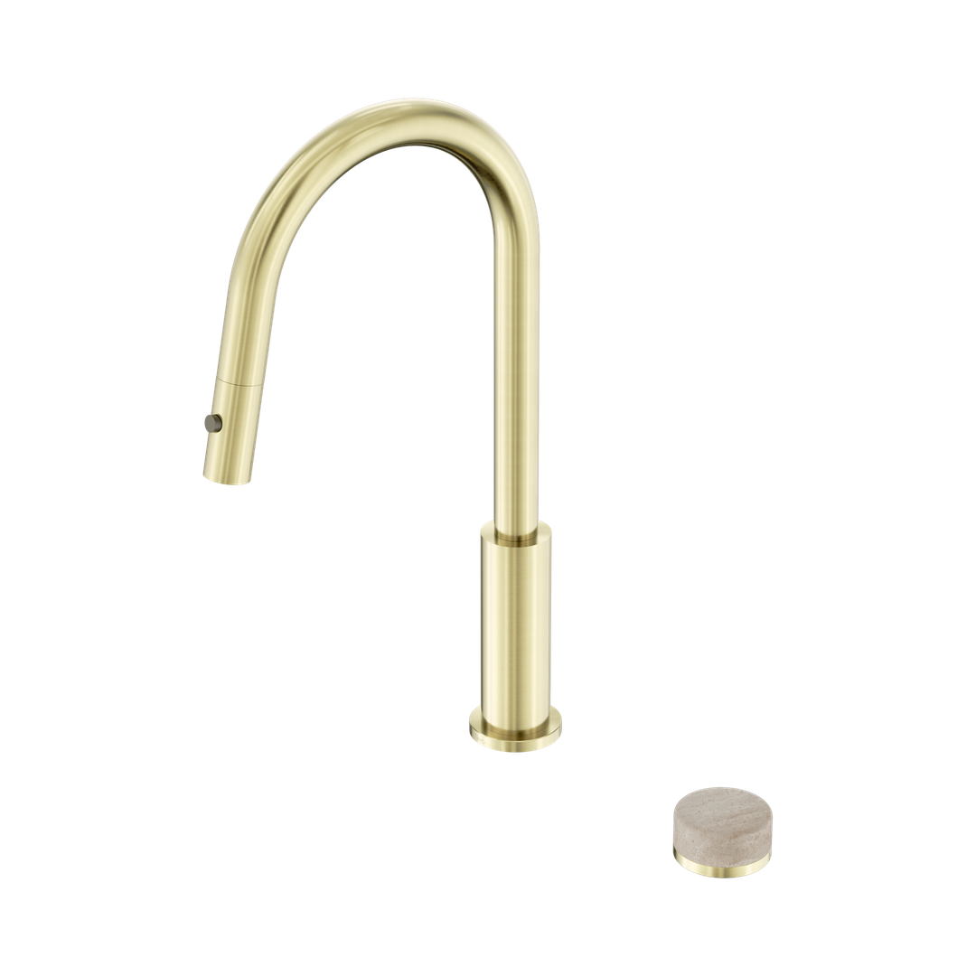 Nero Serenity Progressive Pull Out Kitchen Set - Rome Travertine Handle Brushed Gold