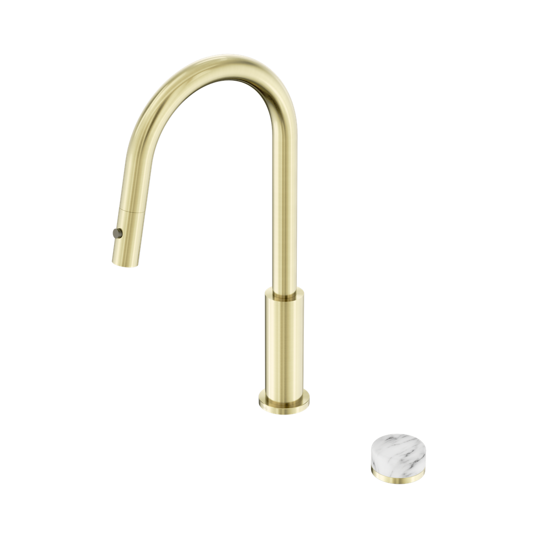 Nero Serenity Progressive Pull Out Kitchen Set - Arabescato Corchia Handle Brushed Gold