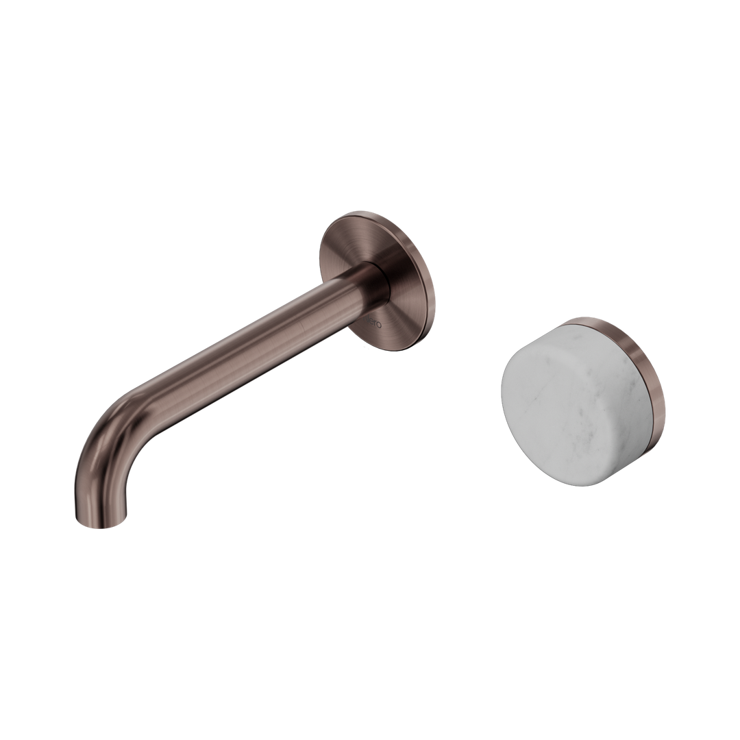 Serenity Progressive Wall Basin Nero Mixer 160mm Spout With Carrara Handle - Brushed Bronze