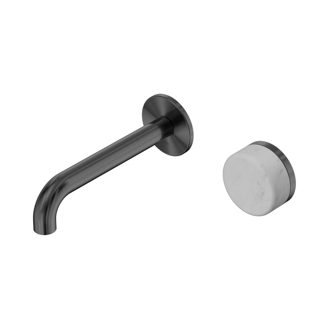 Nero Serenity Progressive Wall Basin Mixer 160Mm Spout Gunmetal - Carrara Handle