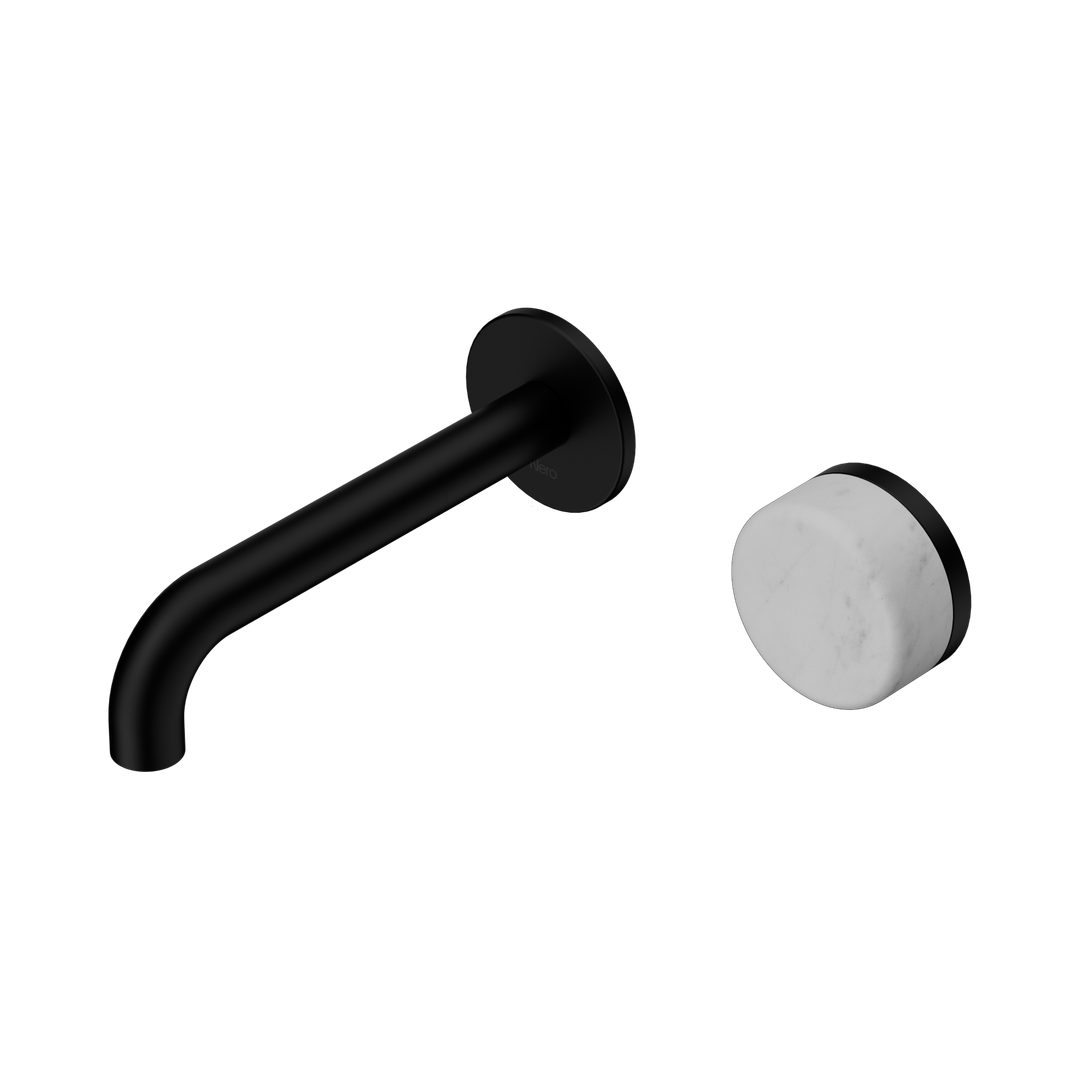 Nero Serenity Progressive Wall Basin Mixer 160Mm Spout Matte Black - Carrara Handle