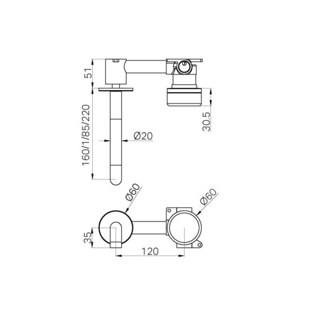 Serenity Progressive Wall Basin Nero Mixer 160mm Spout With Marquina Black Handle - Gun Metal