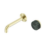 Serenity Progressive Wall Basin Nero Mixer 160mm Spout With Verde Alpi Handle - Brushed Gold