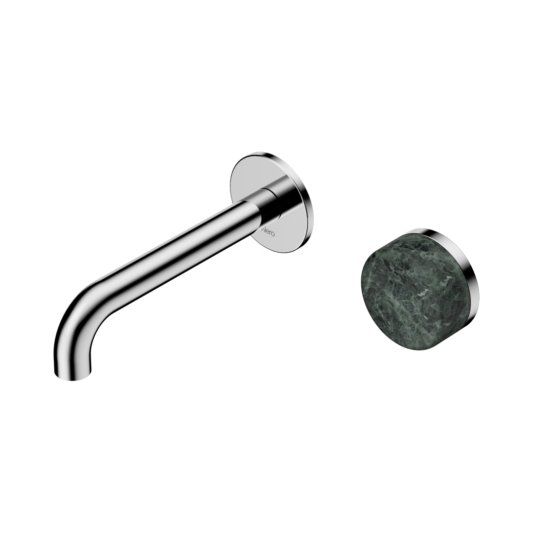 Nero Serenity Progressive Wall Basin Mixer 160Mm Spout Chrome - Verde Alpi Handle