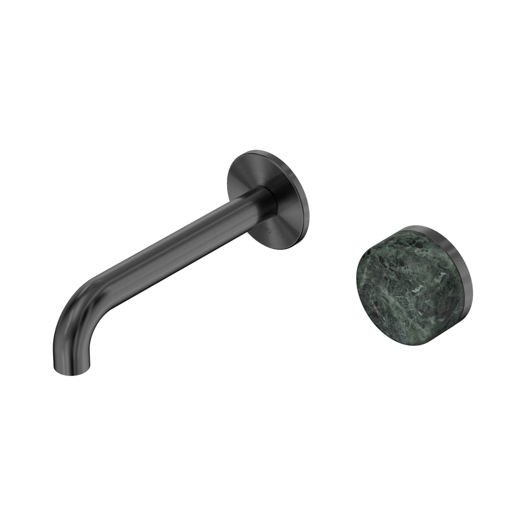 Nero Serenity Progressive Wall Basin Mixer 160Mm Spout Gunmetal - Verde Alpi Handle
