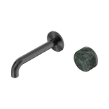 Nero Serenity Progressive Wall Basin Mixer 160Mm Spout Gunmetal - Verde Alpi Handle