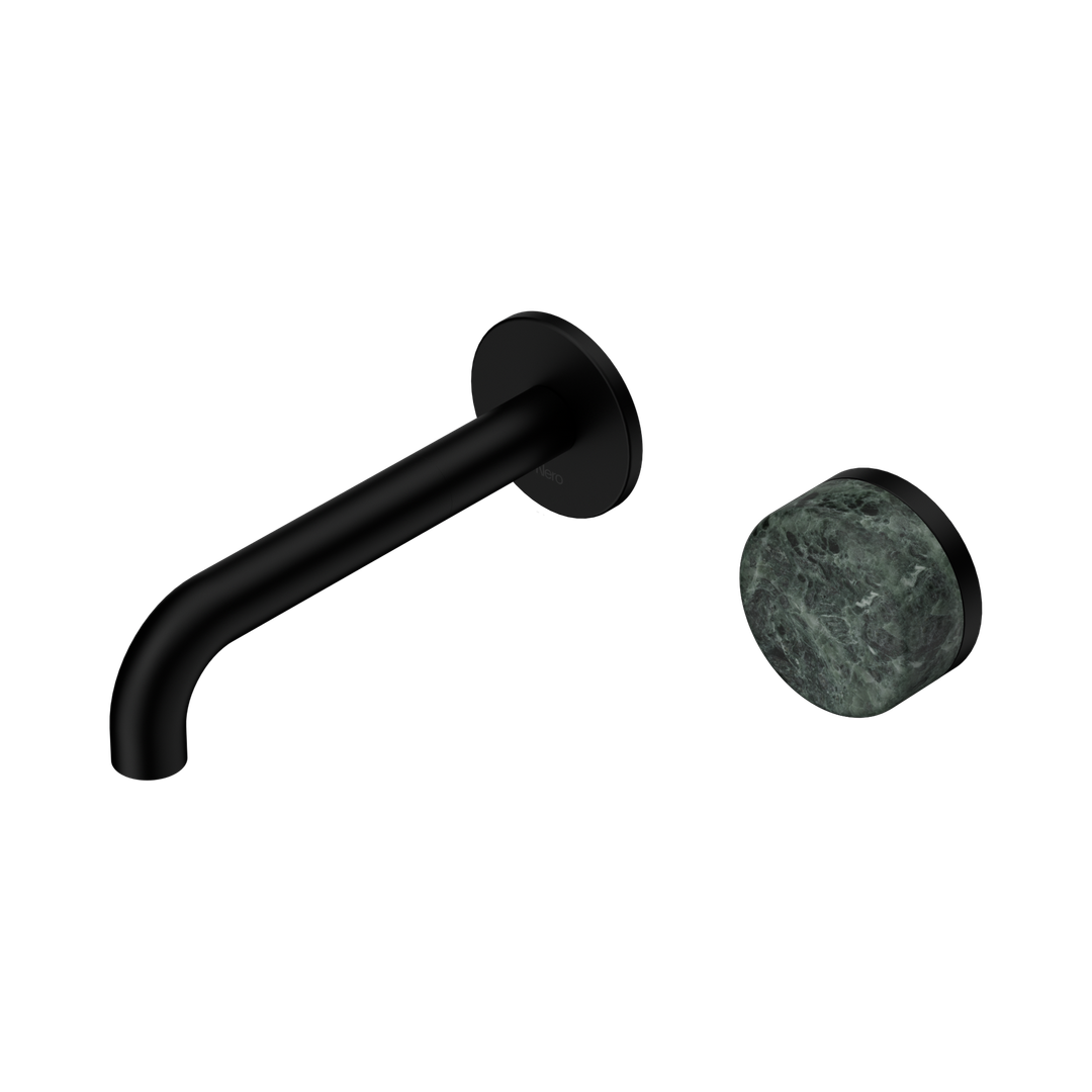 Nero Serenity Progressive Wall Basin Mixer 160Mm Spout Matte Black - Verde Alpi Handle