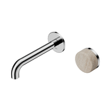 Nero Serenity Progressive Wall Basin Mixer 160Mm Spout Chrome - Rome Travertine Handle