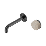 Nero Serenity Progressive Wall Basin Mixer 160Mm Spout Gunmetal - Rome Travertine Handle