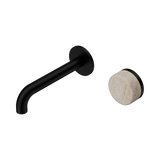 Nero Serenity Progressive Wall Basin Mixer 160Mm Spout Matte Black - Rome Travertine Handle