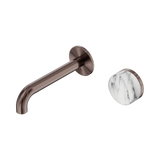 Serenity Wall Basin Nero Mixer 160mm Spout With Arabescato Corchia Handle - Brushed Bronze