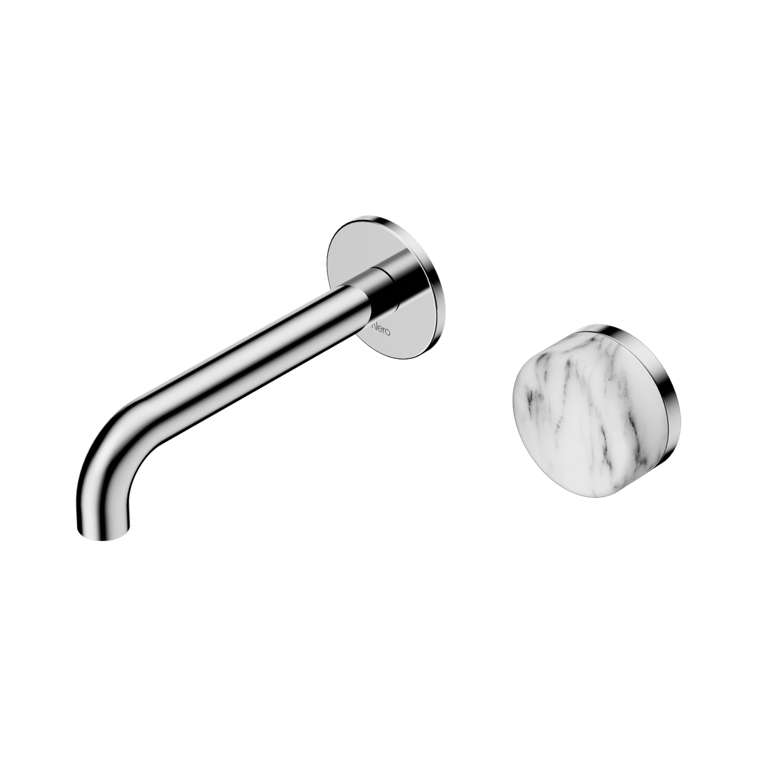 Nero Serenity Progressive Wall Basin Mixer 160Mm Spout Chrome - Arabescato Corchia Handle