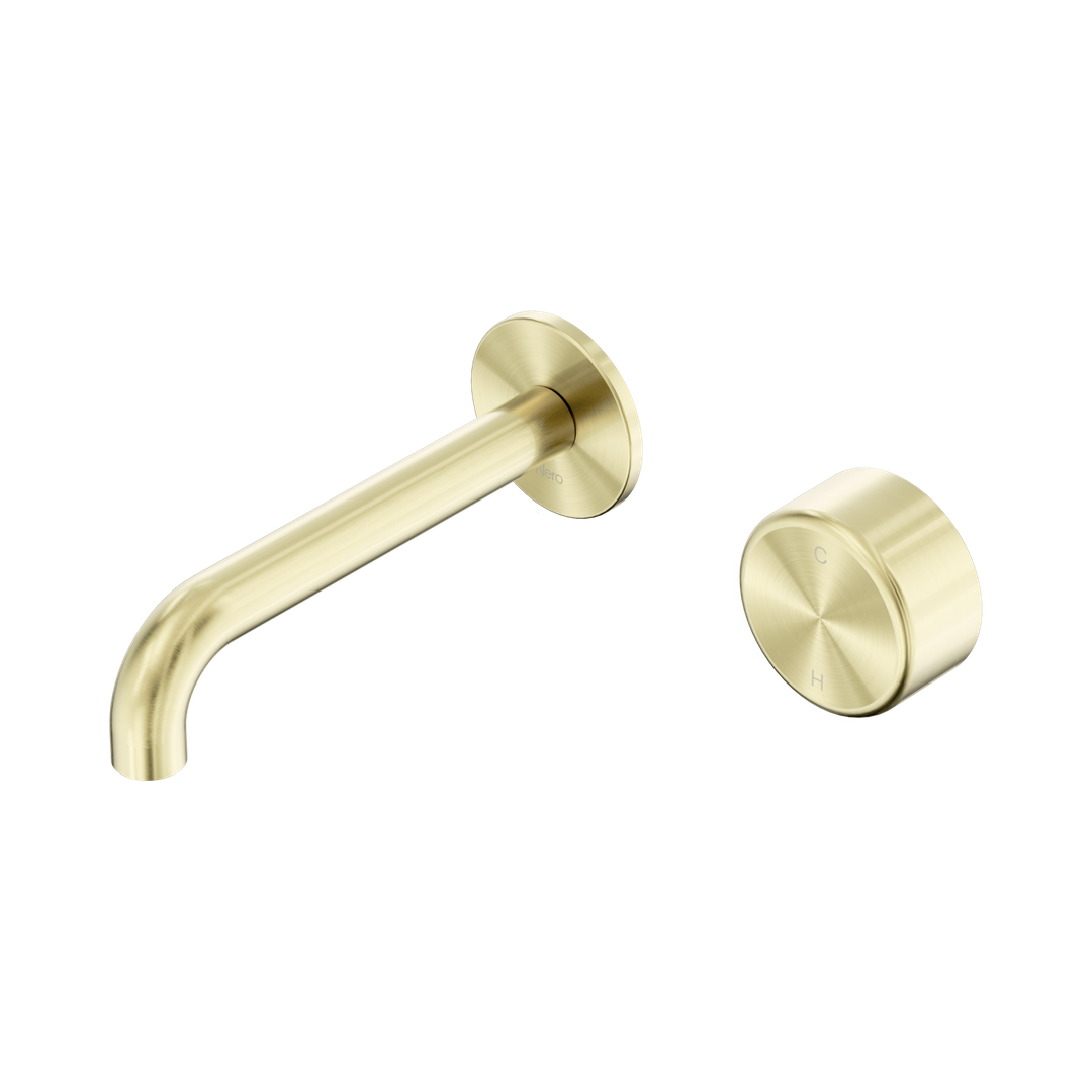 Serenity Progressive Wall Basin Nero Mixer 160mm Spout With Metal Handle - Brushed Gold