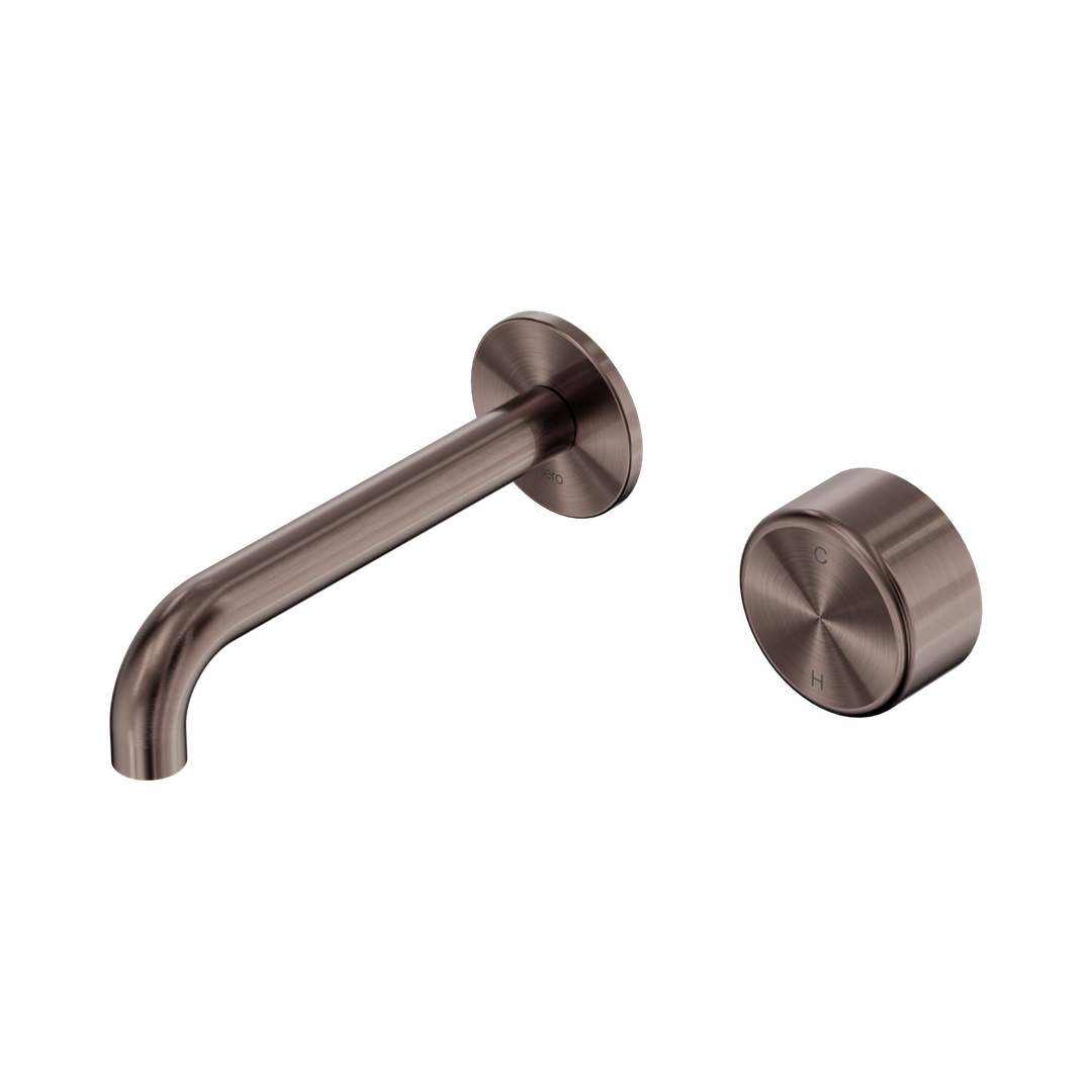 Nero Serenity Progressive Wall Basin Mixer 160mm Spout With Metal Handle - Brushed Bronze