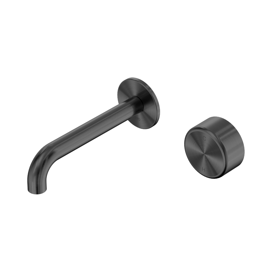 Nero Serenity Progressive Wall Basin Mixer 160Mm Spout Gunmetal - Metal Handle
