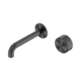 Nero Serenity Progressive Wall Basin Mixer 160Mm Spout Gunmetal - Metal Handle