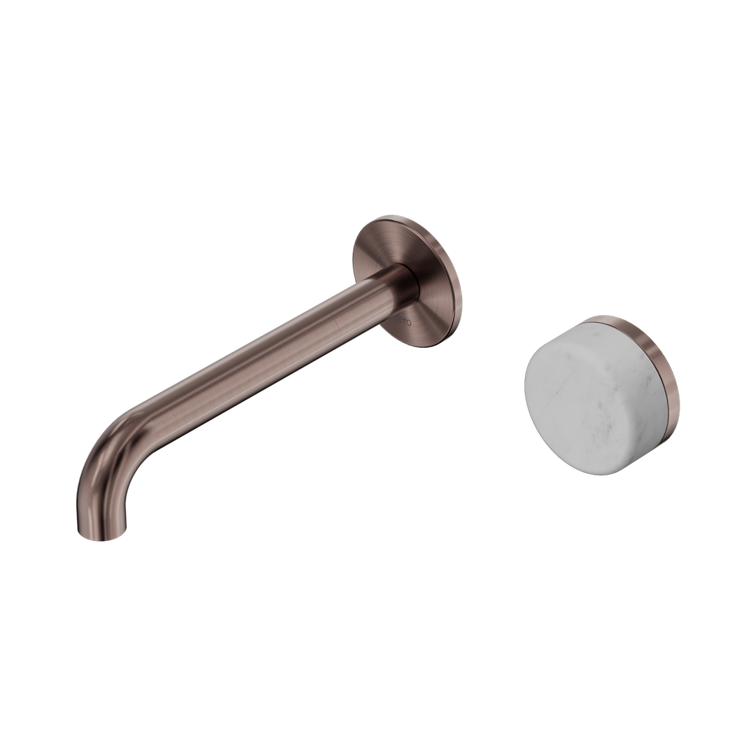 Serenity Progressive Wall Basin Nero Mixer 185mm Spout With Carrara Handle - Brushed Bronze