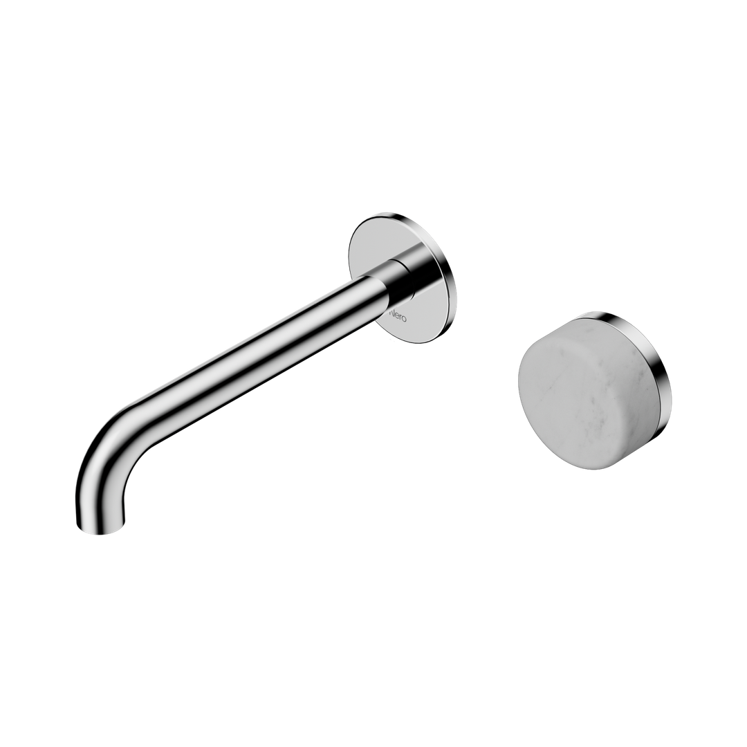 Nero Serenity Progressive Wall Basin Mixer 185Mm Spout Chrome - Carrara Handle