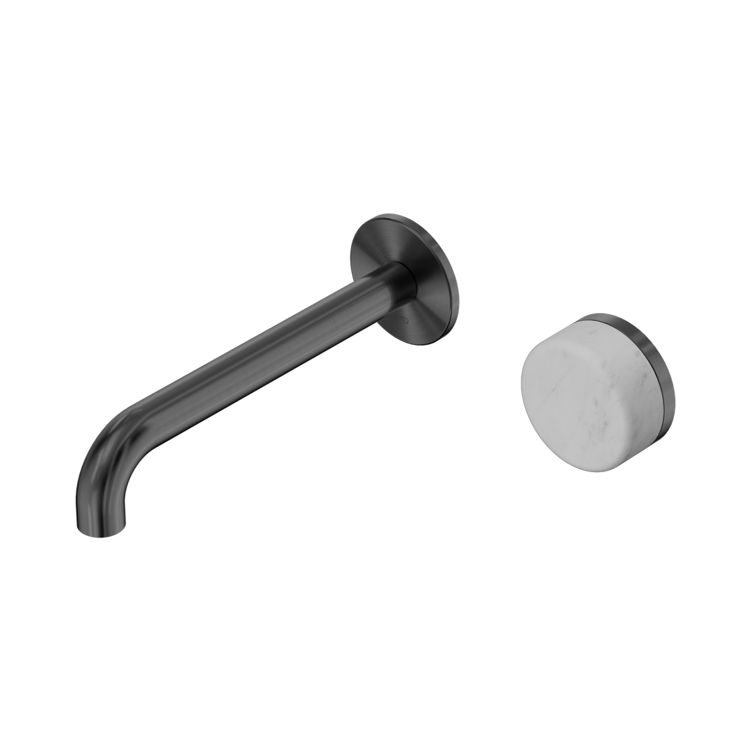 Nero Serenity Progressive Wall Basin Mixer 185Mm Spout Gunmetal - Carrara Handle
