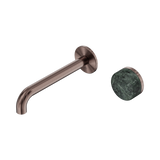 Serenity Progressive Wall Basin Nero Mixer 185mm Spout With Verde Alpi Handle - Brushed Bronze