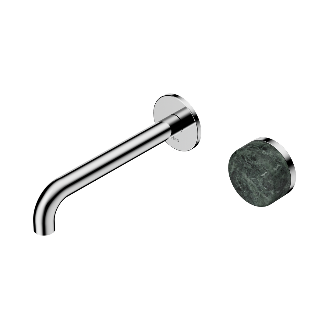Nero Serenity Progressive Wall Basin Mixer 185Mm Spout Chrome - Verde Alpi Handle