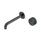 Nero Serenity Progressive Wall Basin Mixer 185Mm Spout Gunmetal - Verde Alpi Handle