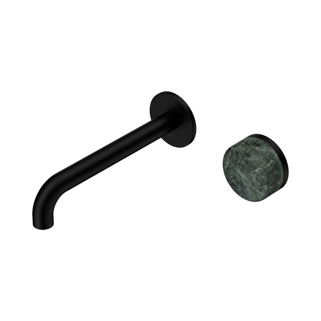 Nero Serenity Progressive Wall Basin Mixer 185Mm Spout Matte Black - Verde Alpi Handle
