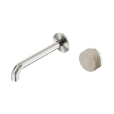 Serenity Wall Basin Nero Mixer 185mm Spout With Rome Travertine Handle - Brushed Nickel