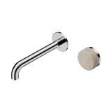 Nero Serenity Progressive Wall Basin Mixer 185Mm Spout Chrome - Rome Travertine Handle