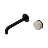 Nero Serenity Progressive Wall Basin Mixer 185Mm Spout Matte Black - Rome Travertine Handle