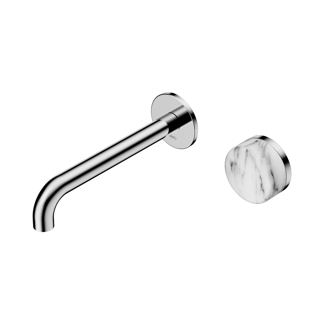 Nero Serenity Progressive Wall Basin Mixer 185Mm Spout Chrome - Arabescato Corchia Handle