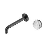 Nero Serenity Progressive Wall Basin Mixer 185Mm Spout Gunmetal - Arabescato Corchia Handle