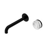 Nero Serenity Progressive Wall Basin Mixer 185Mm Spout Matte Black - Arabescato Corchia Handle