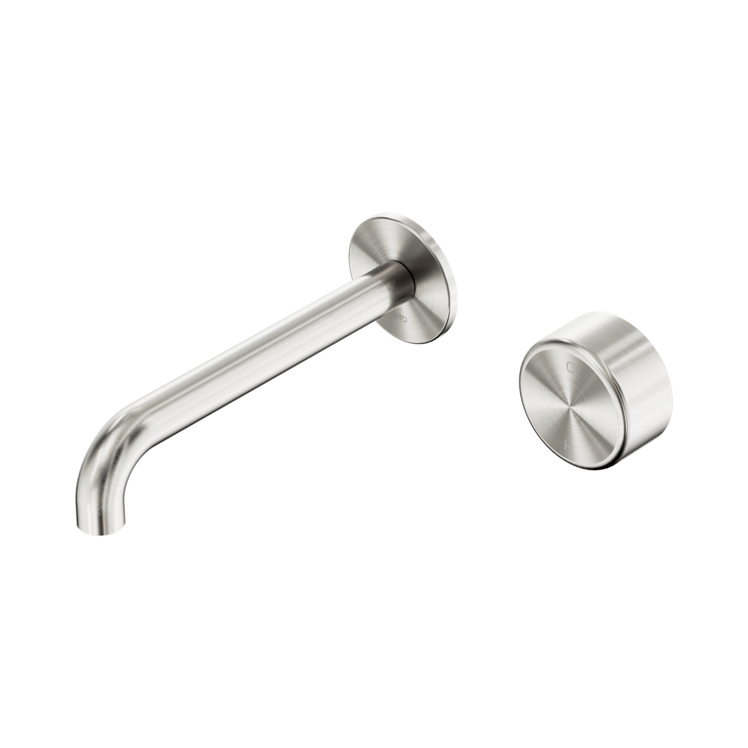 Serenity Progressive Wall Basin Nero Mixer 185mm Spout With Metal Handle - Brushed Nickel
