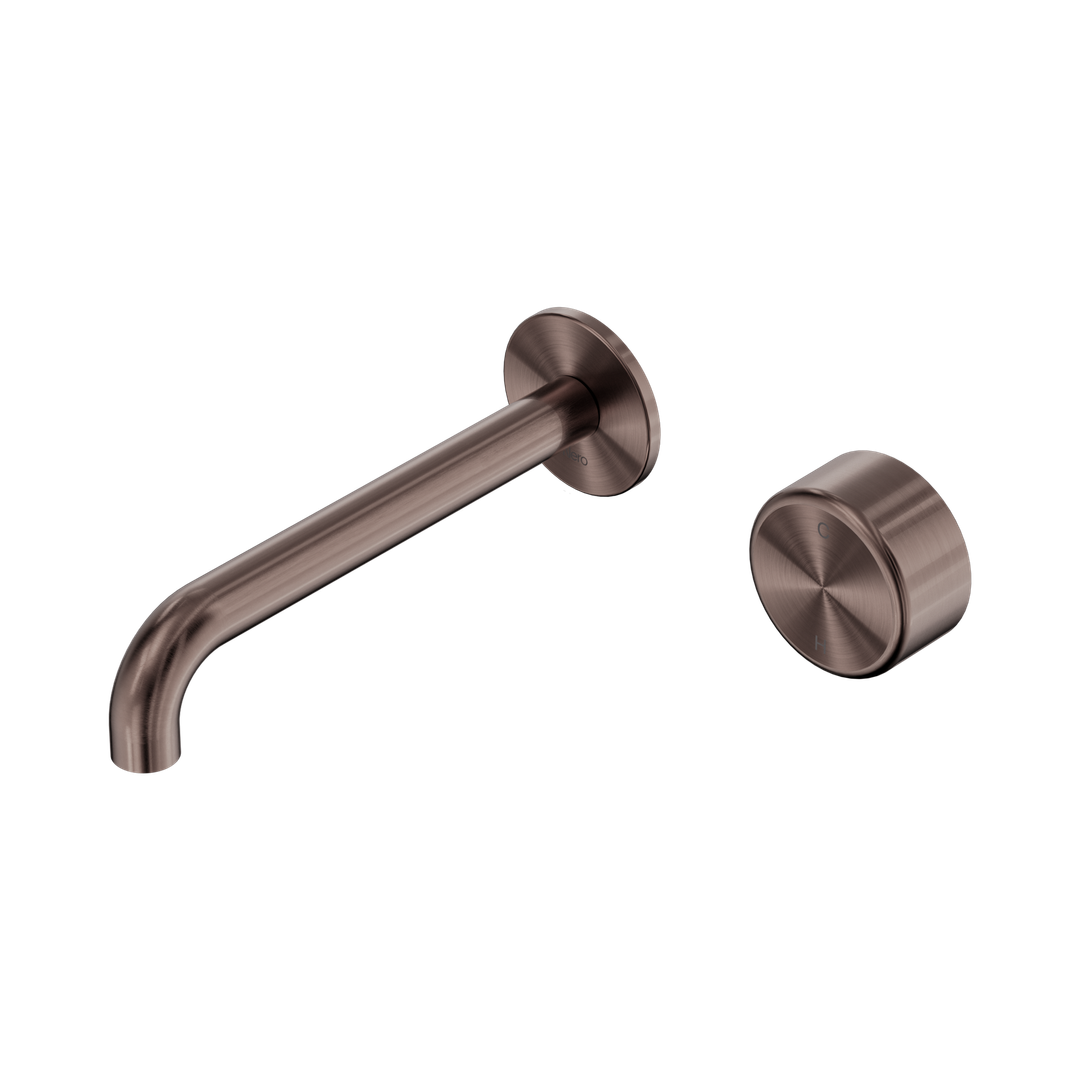 Serenity Progressive Wall Basin Nero Mixer 185mm Spout With Metal Handle - Brushed Bronze