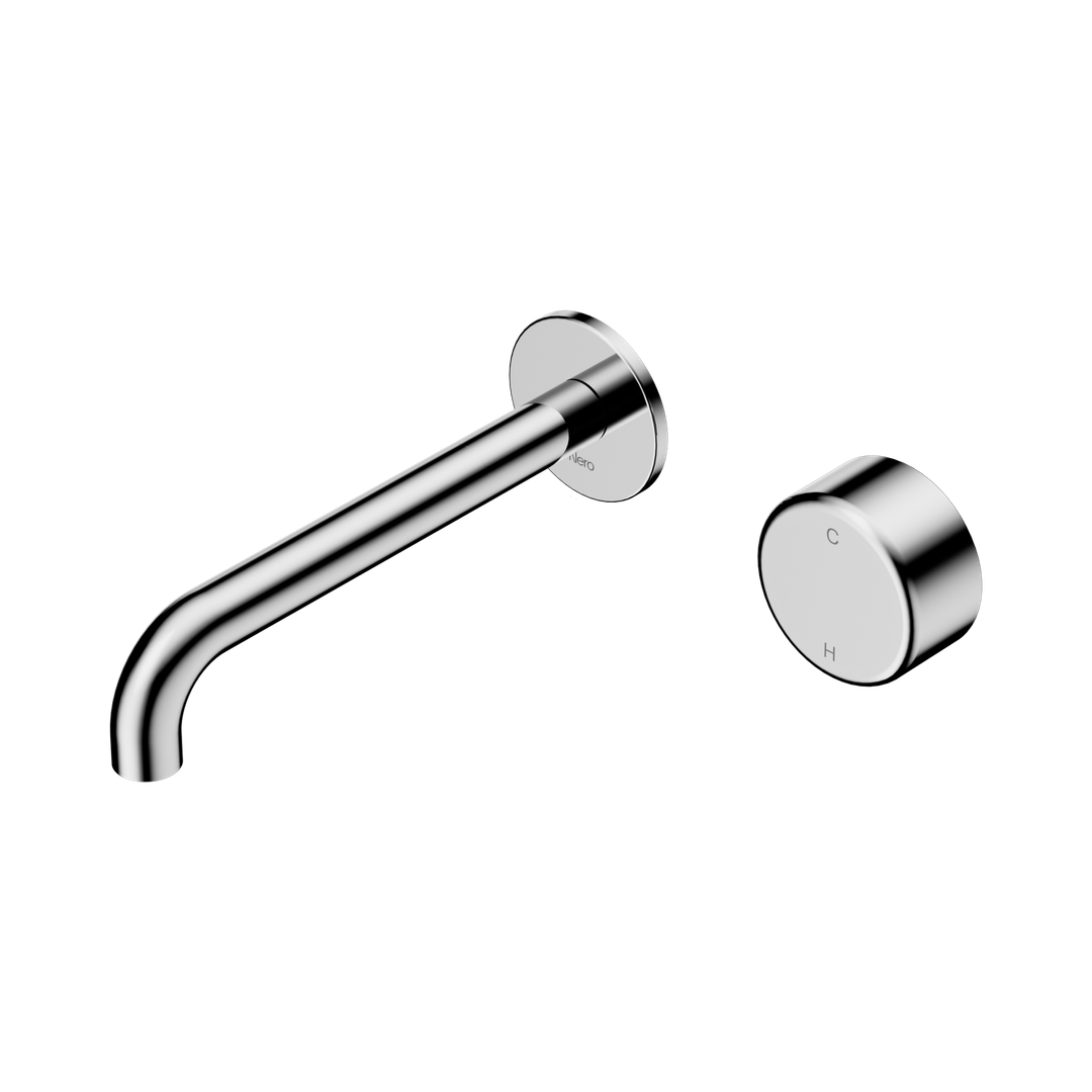 Nero Serenity Progressive Wall Basin Mixer 185Mm Spout Chrome - Metal Handle