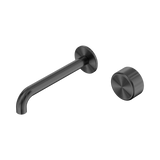 Nero Serenity Progressive Wall Basin Mixer 185Mm Spout Gunmetal - Metal Handle