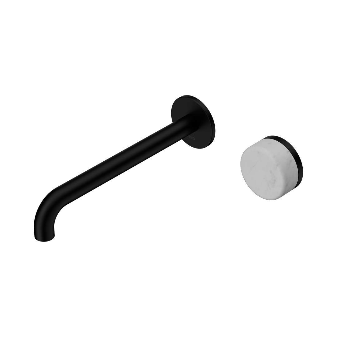 Nero Serenity Progressive Wall Basin Mixer 220Mm Spout Matte Black - Carrara Handle