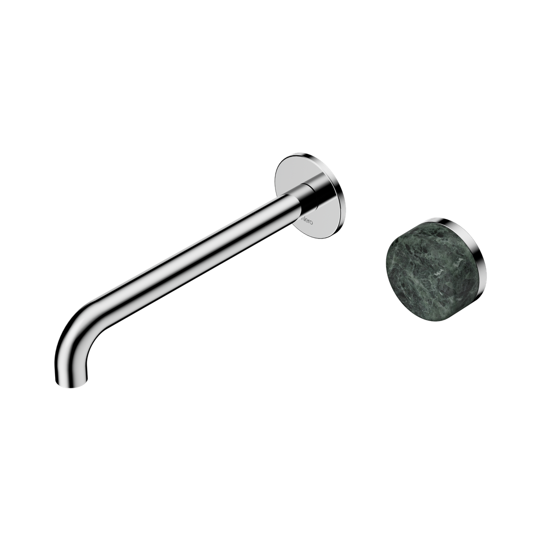 Nero Serenity Progressive Wall Basin Mixer 220Mm Spout Chrome - Verde Alpi Handle