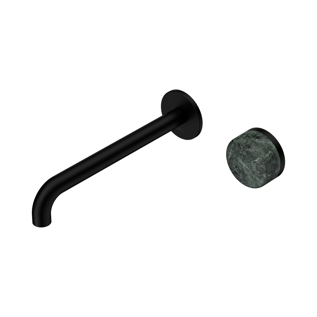 Nero Serenity Progressive Wall Basin Mixer 220Mm Spout Matte Black - Verde Alpi Handle