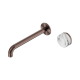 Nero Serenity Progressive Wall Basin Mixer 220Mm Spout Brushed Bronze - Arabescato Corchia Handle