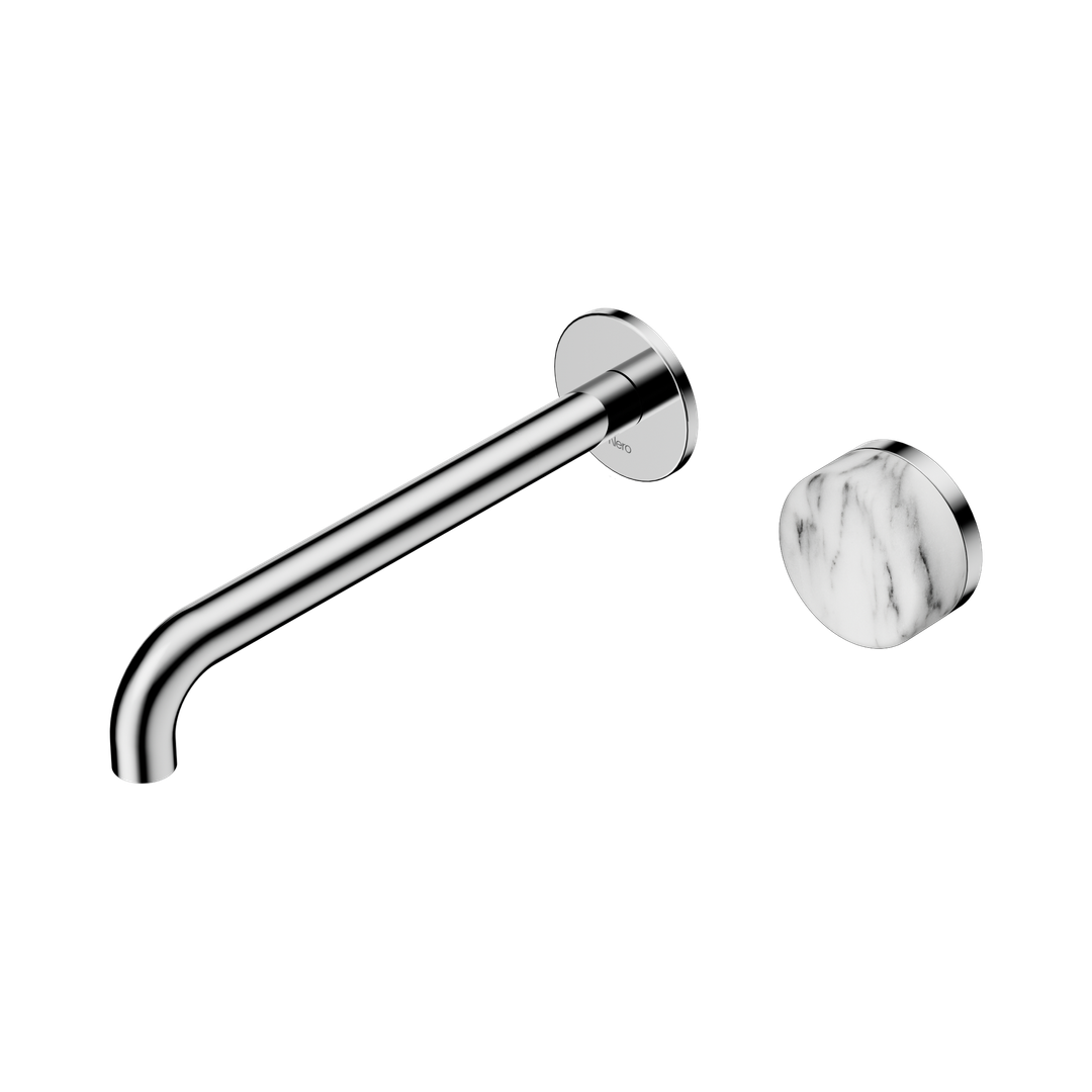 Nero Serenity Progressive Wall Basin Mixer 220Mm Spout Chrome - Arabescato Corchia Handle